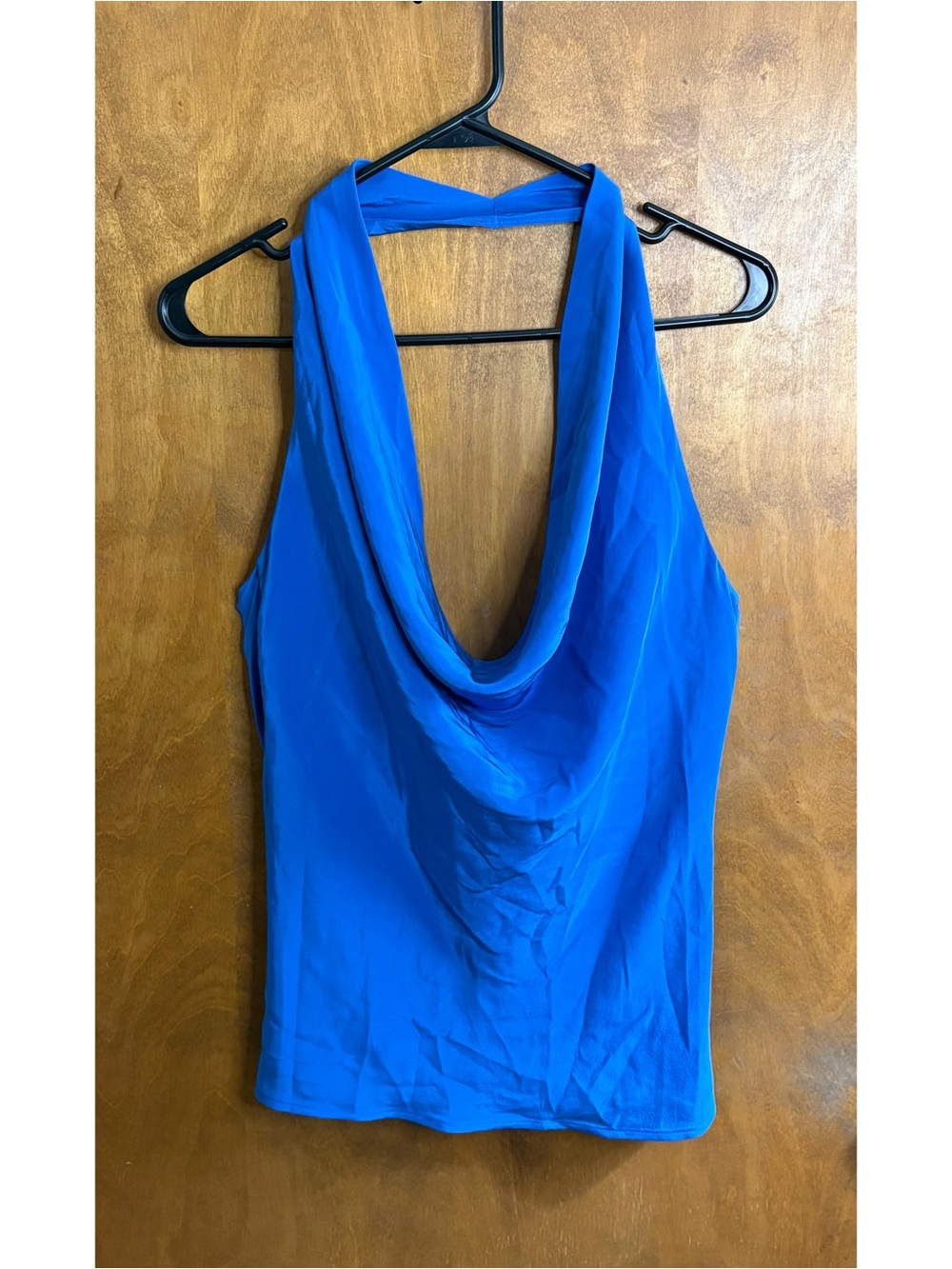 BCBGMaxazria Electric Blue 100% Silk Cowl Halter Top Y2K Mcbling Festival NWT XS